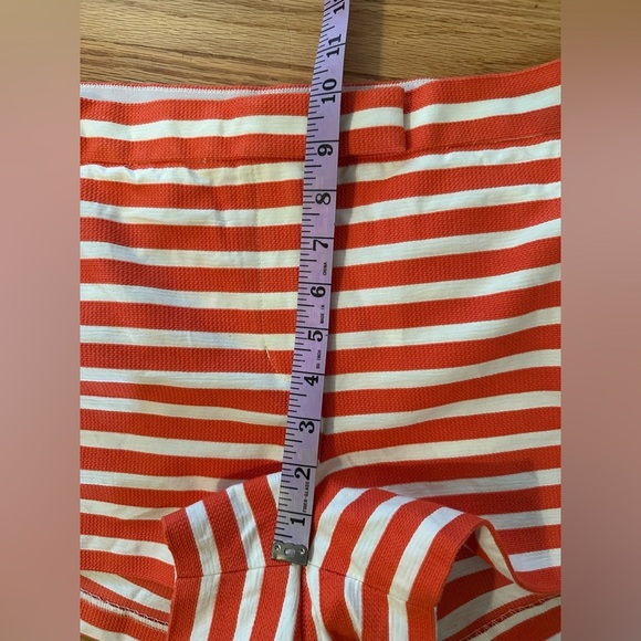 J Crew Women Short Size 12 Orange Striped Textured Chino Flat Front Inseam 3 - Picture 11 of 11